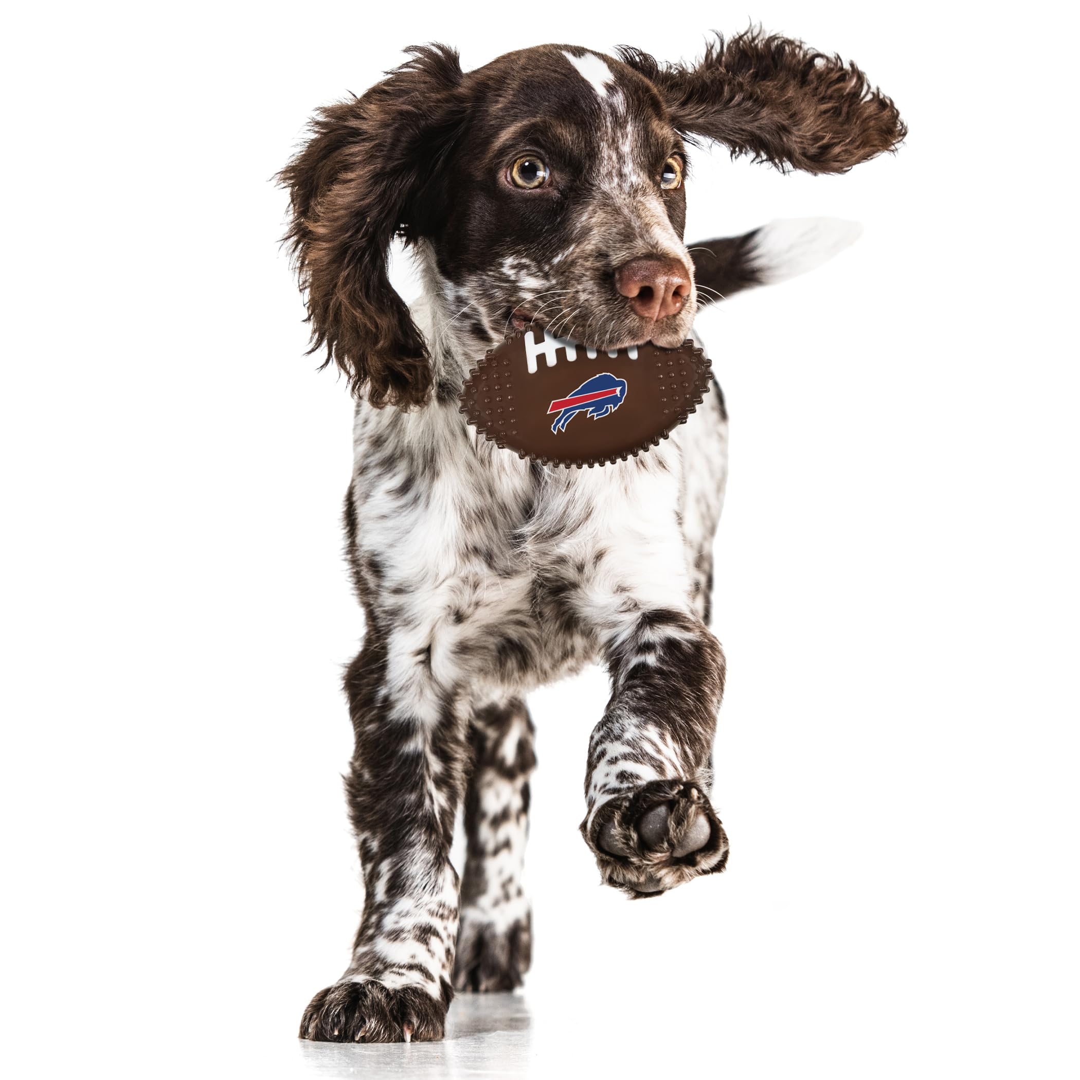 Nfl Buffalo Bills Mega- Chew Hard Nylon Bacon-Flavored Dog Bone Football Chew Toy Interactive Tasty Fun Dog Chewy Toys Indestruc